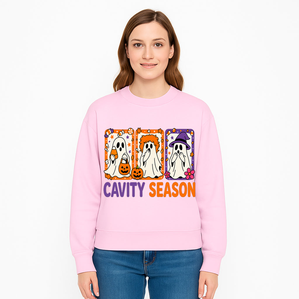 Halloween Ghosts Cavity Season T-Shirt, Cute Spooky Apparel, Kids Halloween Costume, Fun Trick or Treat Design, Pumpkin Candy Theme - Sweatshirt 1758250105082.jpg