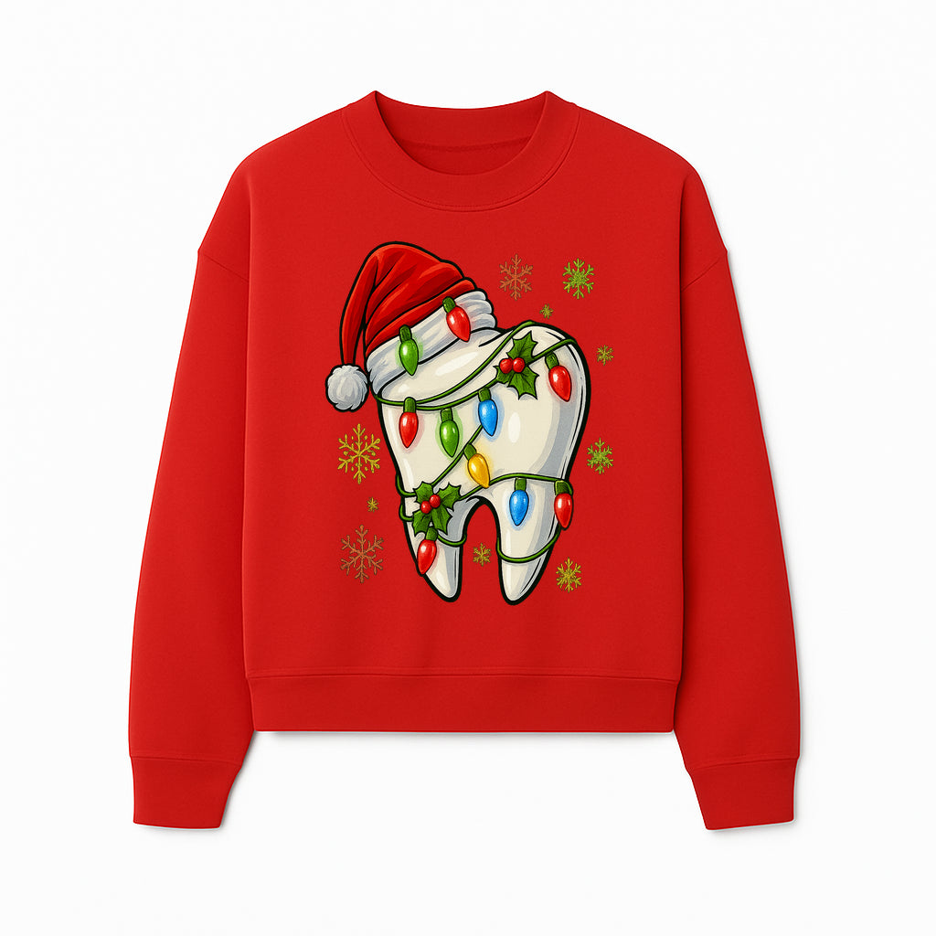 Christmas Tooth Ornament with Santa Hat and Colorful Lights Fun Holiday Decor for Dental Themed Gifts and Decorations. - Sweatshirt 1758250105511.jpg