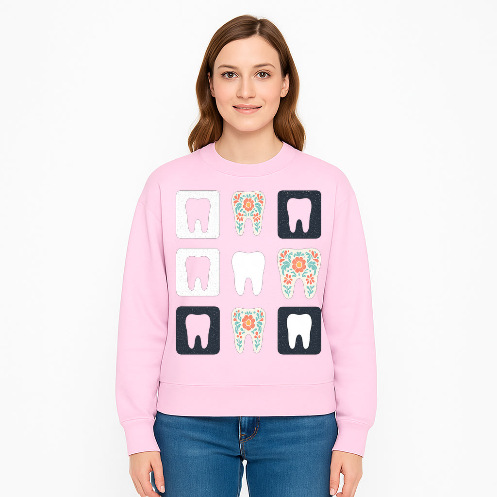 Floral Tooth Design Coasters Set | Cute Dental-Themed Drink Coasters | Unique Gift for Dentists or Dental Lovers - Sweatshirt 1758250105671.jpg
