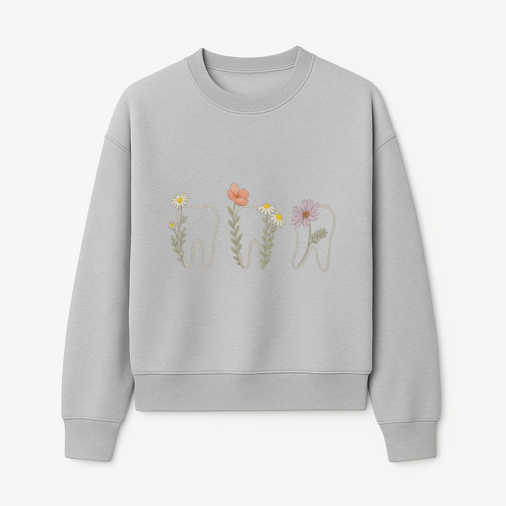 Floral Tooth Wall Art Print Cute Dental Decor with Flowers for Kids' Rooms, Nursery, or Dental Offices Whimsical Tooth Design - Sweatshirt 1758250105871.jpg