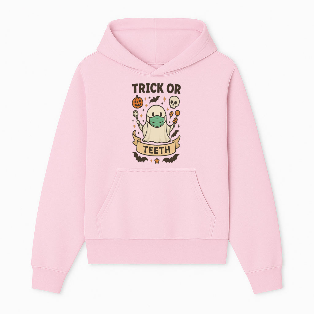 Trick or Teeth Ghost Halloween T-Shirt | Cute Spooky Design | Pumpkin & Skull Graphics | Perfect for Kids and Adults - Hoodie 1758250106018.jpg