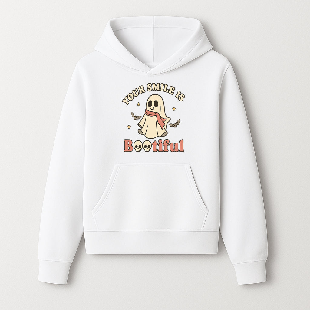 Cute Ghost Your Smile is Bootiful Halloween Design T-Shirt, Spooky Graphic Tee for Kids and Adults, Fun Autumn Apparel - Hoodie 1758250106154.jpg