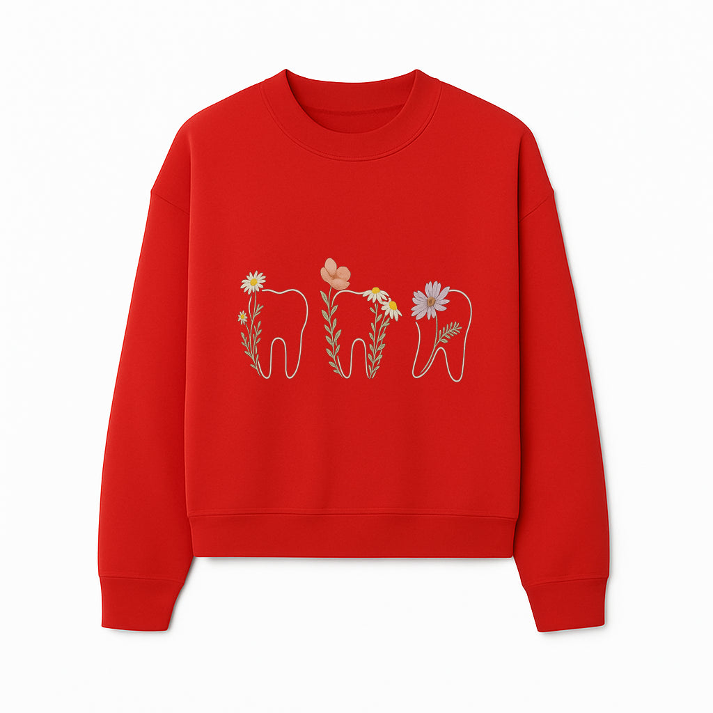 Floral Tooth Wall Art Print Cute Dental Decor with Flowers for Kids' Rooms, Nursery, or Dental Offices Whimsical Tooth Design - Sweatshirt 1758250106586.jpg