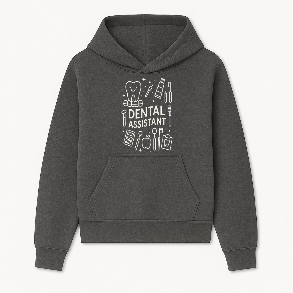 Dental Assistant Graphic Tee - Cute Tooth, Tools & Calculator Design, Perfect Gift for Dental Professionals & Students - Hoodie 1758250107324.jpg