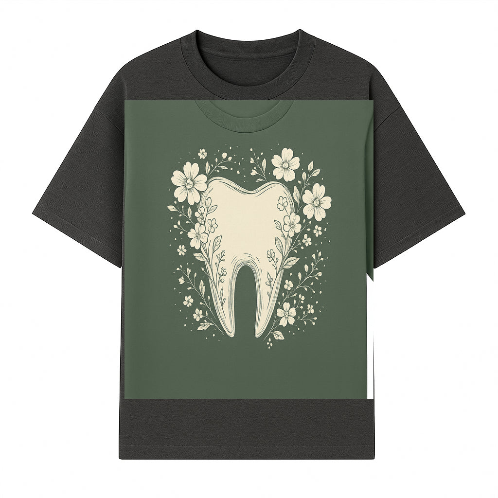 Floral Tooth Graphic Tee | Cute Dental Art Shirt | Nature-Inspired Design | Dentist Gift | Eco-Friendly Fashion - T-shirt 1758250107952.jpg