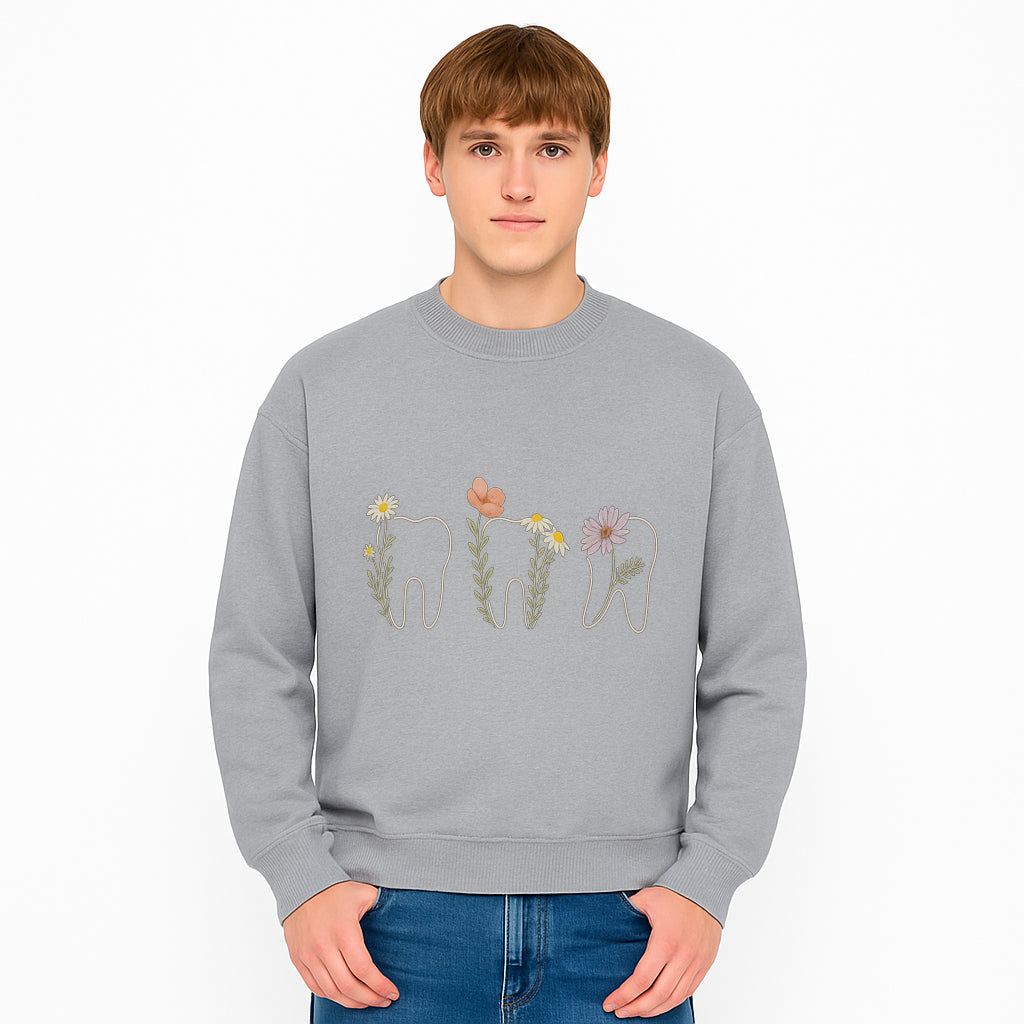 Floral Tooth Wall Art Print Cute Dental Decor with Flowers for Kids' Rooms, Nursery, or Dental Offices Whimsical Tooth Design - Sweatshirt 1758250108027.jpg