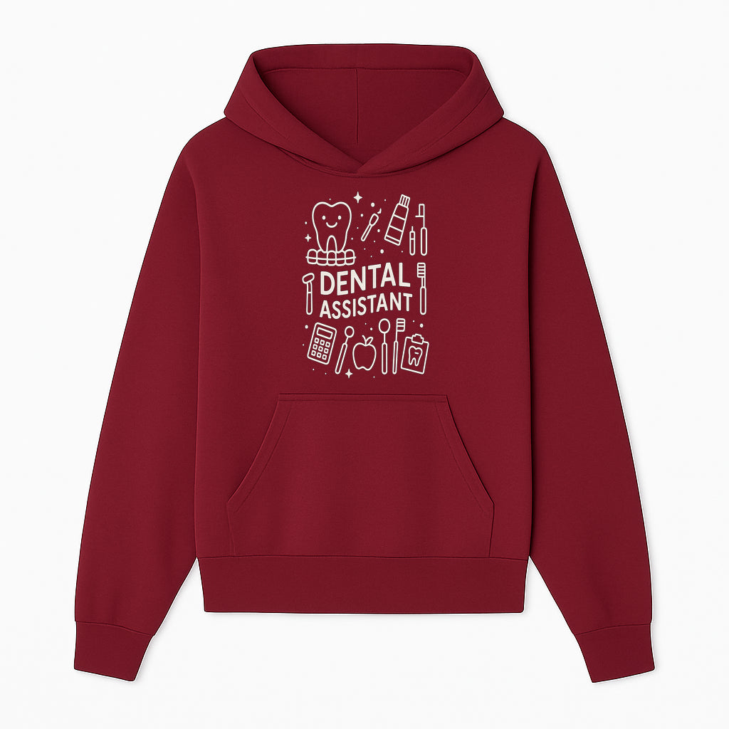 Dental Assistant Graphic Tee - Cute Tooth, Tools & Calculator Design, Perfect Gift for Dental Professionals & Students - Hoodie 1758250108088.jpg