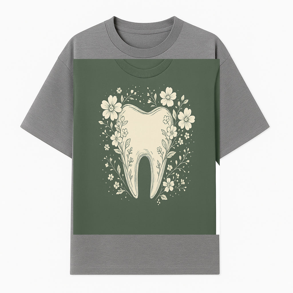 Floral Tooth Graphic Tee | Cute Dental Art Shirt | Nature-Inspired Design | Dentist Gift | Eco-Friendly Fashion - T-shirt 1758250108253.jpg