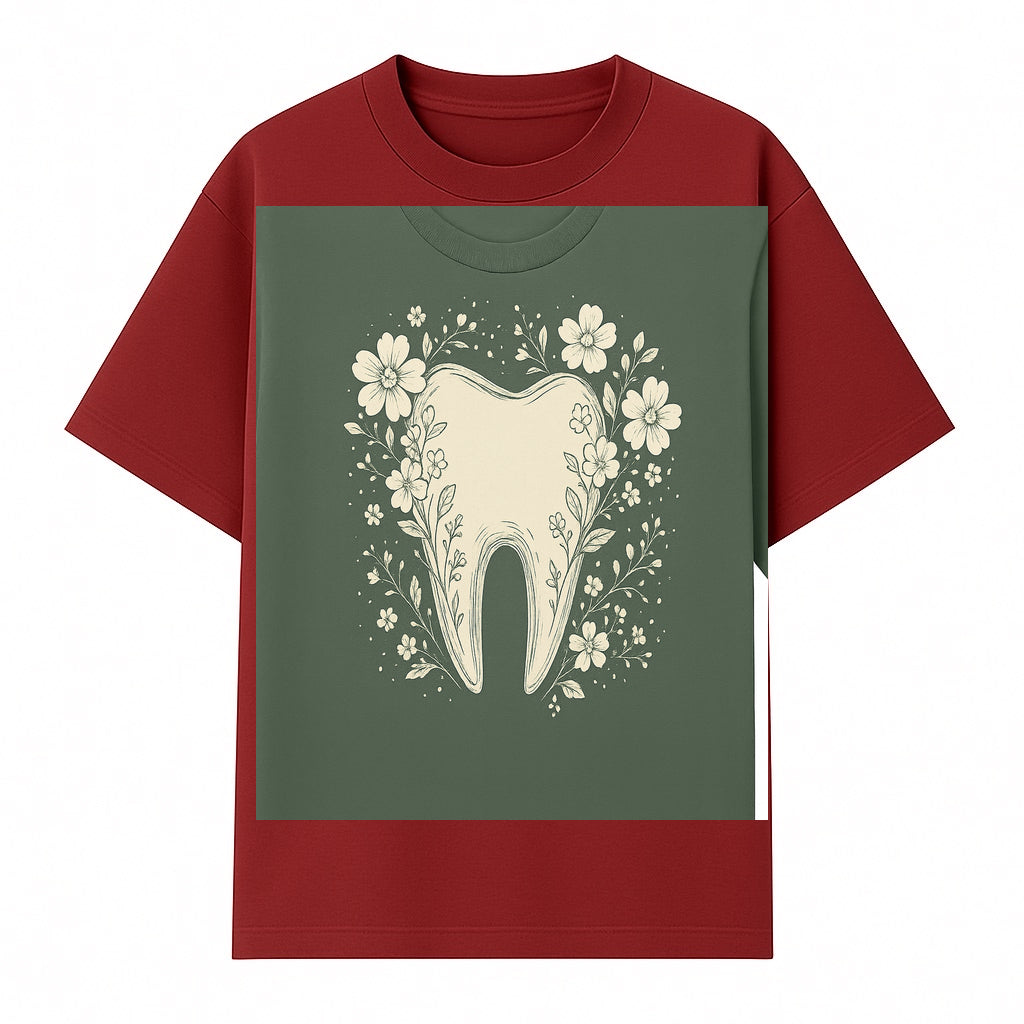 Floral Tooth Graphic Tee | Cute Dental Art Shirt | Nature-Inspired Design | Dentist Gift | Eco-Friendly Fashion - T-shirt 1758250108712.jpg