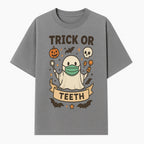 Trick or Teeth Ghost Halloween T-Shirt | Cute Spooky Design | Pumpkin & Skull Graphics | Perfect for Kids and Adults - T-shirt 1758250108908.jpg