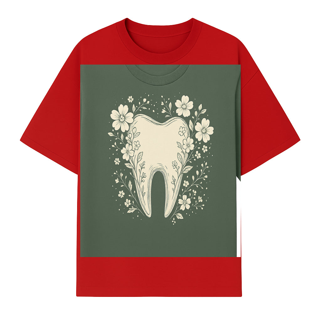 Floral Tooth Graphic Tee | Cute Dental Art Shirt | Nature-Inspired Design | Dentist Gift | Eco-Friendly Fashion - T-shirt 1758250109058.jpg