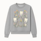 Floral Tooth Pattern Art Print | Cute Dental Decor | Tooth Fairy Nursery Wall Art | Spring Flower Design for Kids Room Decor - Sweatshirt 1758250109336.jpg