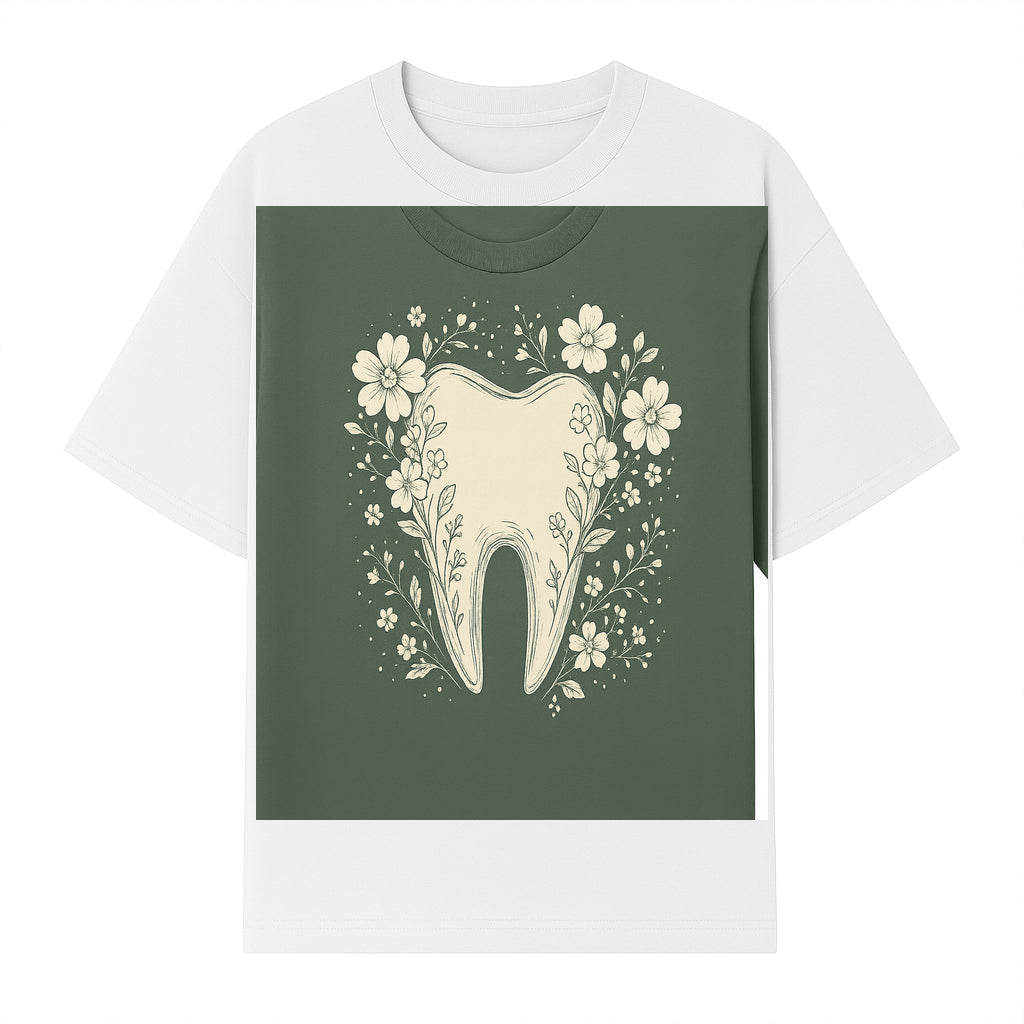 Floral Tooth Graphic Tee | Cute Dental Art Shirt | Nature-Inspired Design | Dentist Gift | Eco-Friendly Fashion - T-shirt 1758250109388.jpg