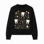 Floral Tooth Pattern Art Print | Cute Dental Decor | Tooth Fairy Nursery Wall Art | Spring Flower Design for Kids Room Decor - Sweatshirt 1758250109479.jpg