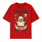 Trick or Teeth Ghost Halloween T-Shirt | Cute Spooky Design | Pumpkin & Skull Graphics | Perfect for Kids and Adults - T-shirt 1758250109580.jpg