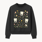 Floral Tooth Pattern Art Print | Cute Dental Decor | Tooth Fairy Nursery Wall Art | Spring Flower Design for Kids Room Decor - Sweatshirt 1758250109615.jpg