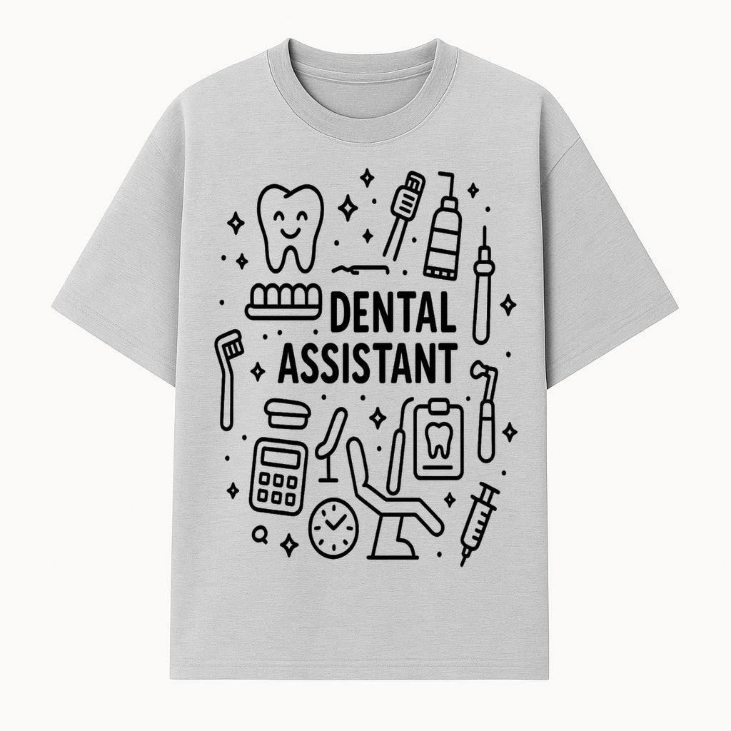 Dental Assistant Graphic Design Print - Tooth, Tools, and Equipment Theme for Dentists and Dental Professionals - T-shirt 1758250109629.jpg