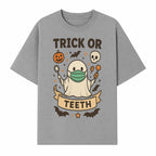 Trick or Teeth Ghost Halloween T-Shirt | Cute Spooky Design | Pumpkin & Skull Graphics | Perfect for Kids and Adults - T-shirt 1758250109732.jpg