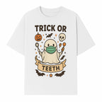 Trick or Teeth Ghost Halloween T-Shirt | Cute Spooky Design | Pumpkin & Skull Graphics | Perfect for Kids and Adults - T-shirt 1758250109870.jpg