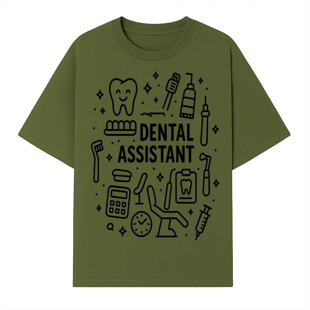 Dental Assistant Graphic Design Print - Tooth, Tools, and Equipment Theme for Dentists and Dental Professionals - T-shirt 1758250110064.jpg