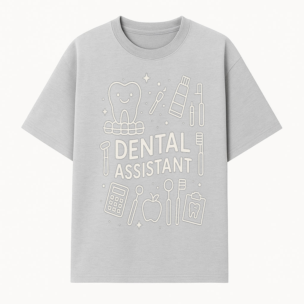 Dental Assistant Graphic Tee - Cute Tooth, Tools & Calculator Design, Perfect Gift for Dental Professionals & Students - T-shirt 1758250110067.jpg