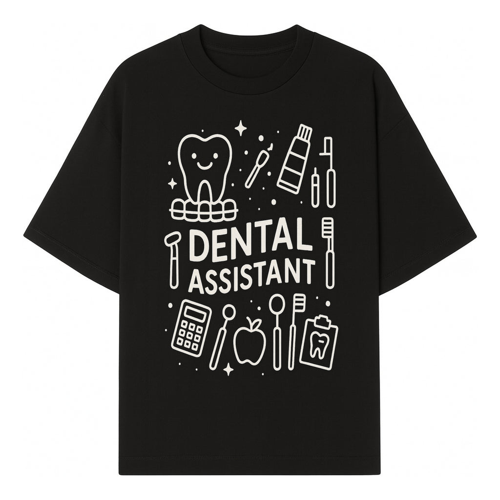 Dental Assistant Graphic Tee - Cute Tooth, Tools & Calculator Design, Perfect Gift for Dental Professionals & Students - T-shirt 1758250110226.jpg