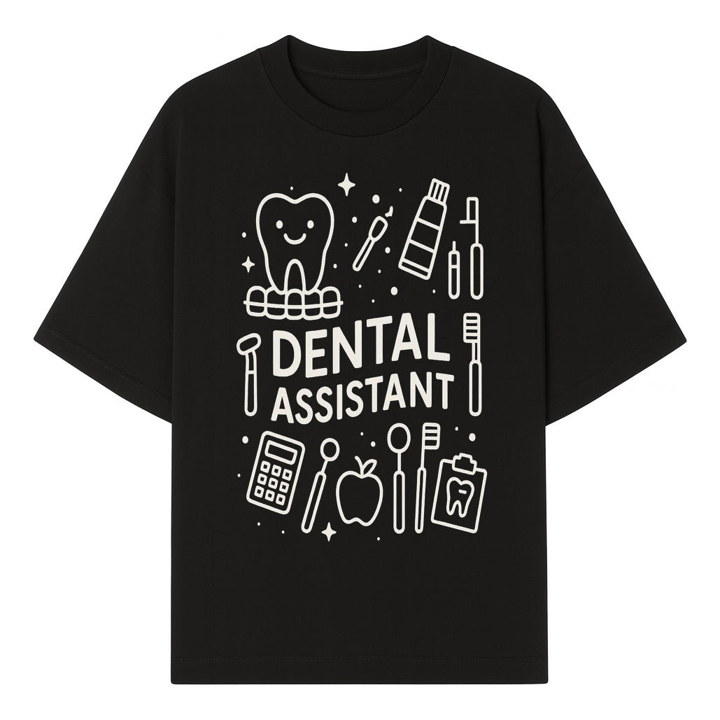 Dental Assistant Graphic Tee - Cute Tooth, Tools & Calculator Design, Perfect Gift for Dental Professionals & Students - T-shirt 1758250110226.jpg