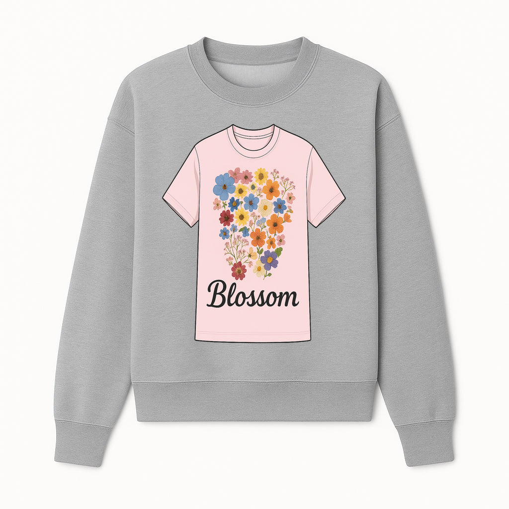 Floral Blossom Graphic Tee - Vintage Style Pastel Pink T-Shirt with Colorful Flower Design for Fashionable Spring Outfits - Sweatshirt 1758250110281.jpg