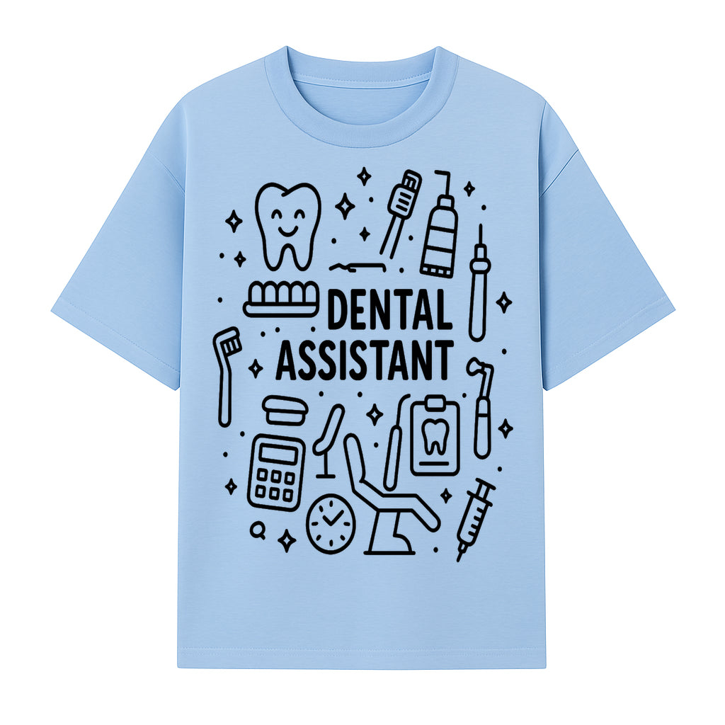 Dental Assistant Graphic Design Print - Tooth, Tools, and Equipment Theme for Dentists and Dental Professionals - T-shirt 1758250110354.jpg
