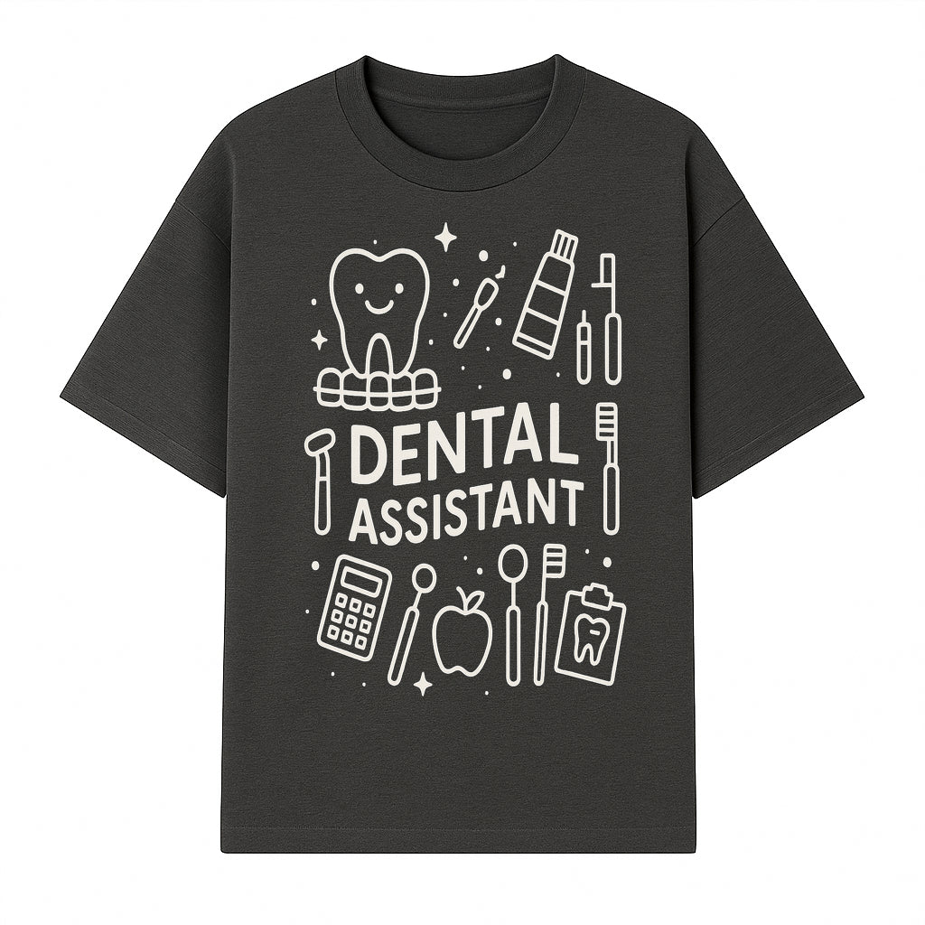 Dental Assistant Graphic Tee - Cute Tooth, Tools & Calculator Design, Perfect Gift for Dental Professionals & Students - T-shirt 1758250110380.jpg