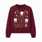 Floral Tooth Pattern Art Print | Cute Dental Decor | Tooth Fairy Nursery Wall Art | Spring Flower Design for Kids Room Decor - Sweatshirt 1758250110412.jpg