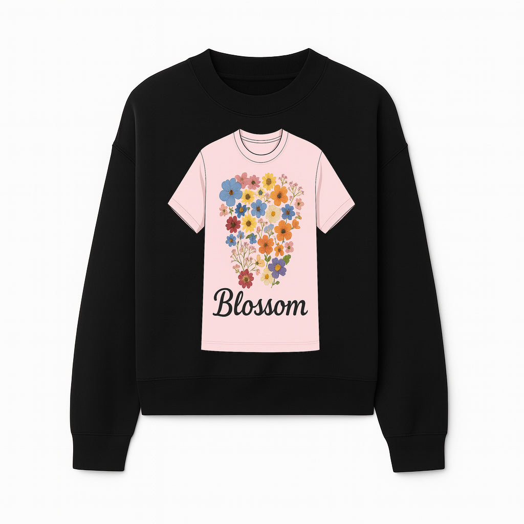 Floral Blossom Graphic Tee - Vintage Style Pastel Pink T-Shirt with Colorful Flower Design for Fashionable Spring Outfits - Sweatshirt 1758250110448.jpg