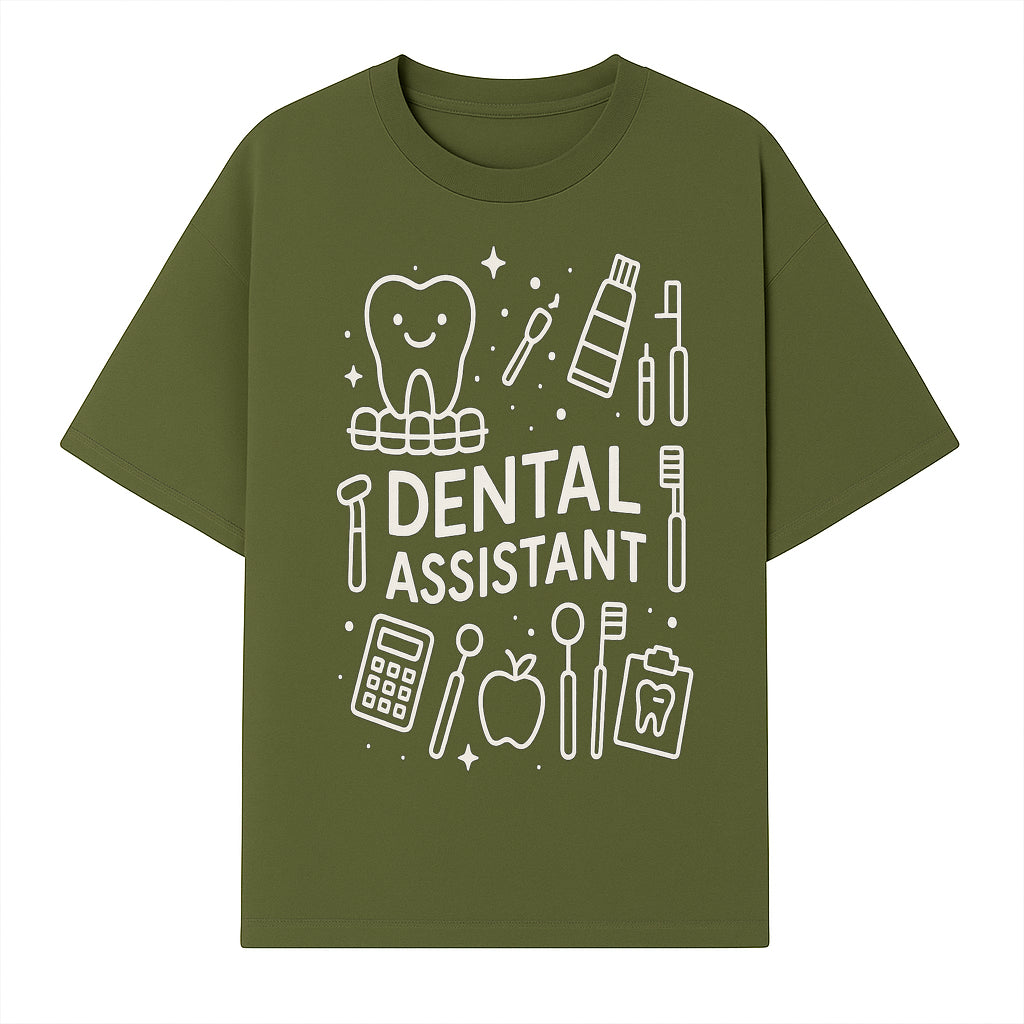 Dental Assistant Graphic Tee - Cute Tooth, Tools & Calculator Design, Perfect Gift for Dental Professionals & Students - T-shirt 1758250110514.jpg