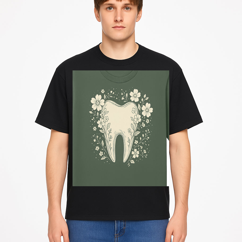 Floral Tooth Graphic Tee | Cute Dental Art Shirt | Nature-Inspired Design | Dentist Gift | Eco-Friendly Fashion - T-shirt 1758250110575.jpg