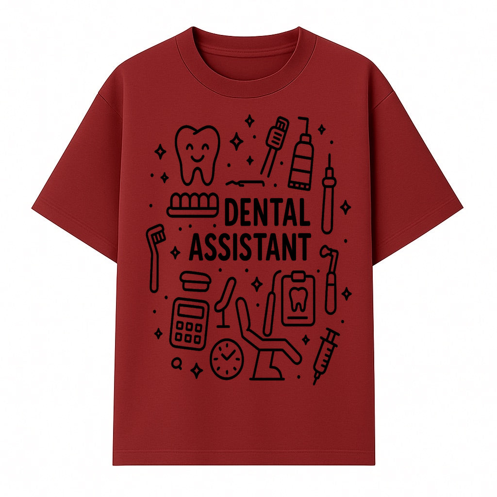Dental Assistant Graphic Design Print - Tooth, Tools, and Equipment Theme for Dentists and Dental Professionals - T-shirt 1758250110679.jpg