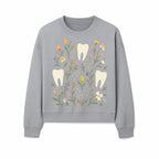 Floral Tooth Pattern Art Print | Cute Dental Decor | Tooth Fairy Nursery Wall Art | Spring Flower Design for Kids Room Decor - Sweatshirt 1758250110829.jpg