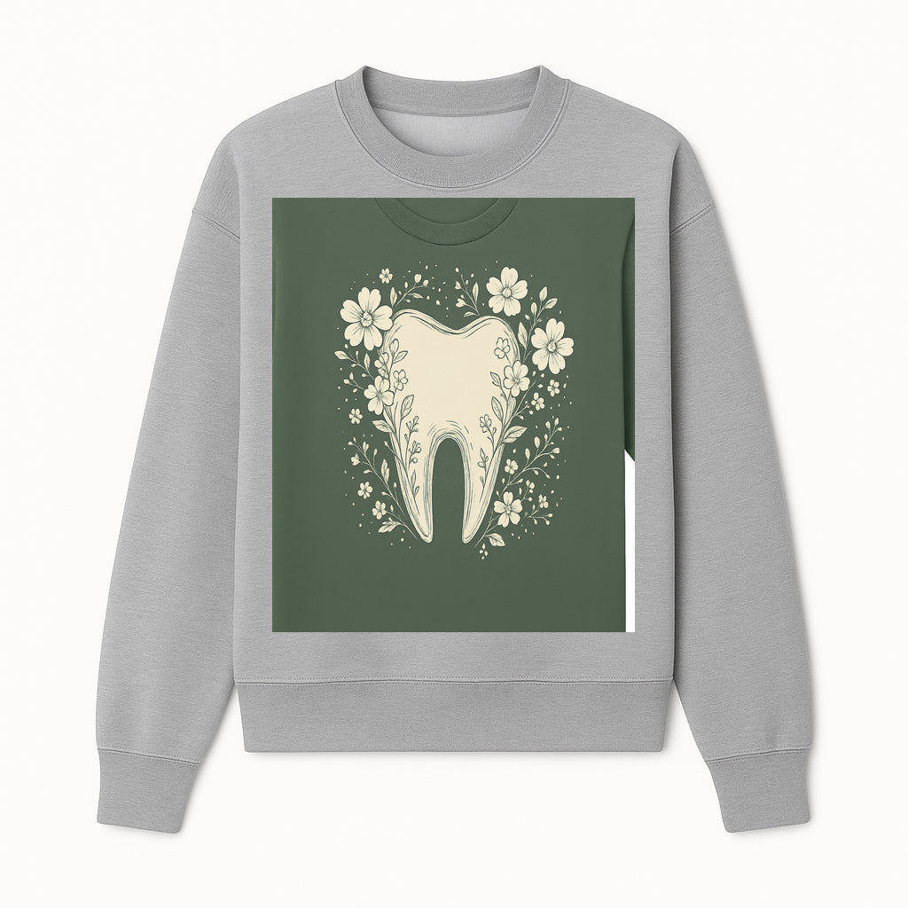 Floral Tooth Graphic Tee | Cute Dental Art Shirt | Nature-Inspired Design | Dentist Gift | Eco-Friendly Fashion - Sweatshirt 1758250110850.jpg