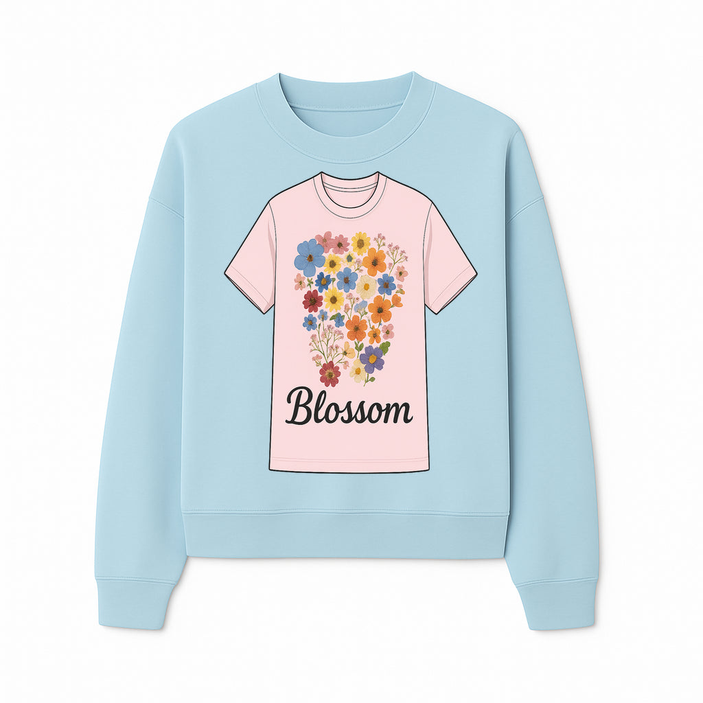 Floral Blossom Graphic Tee - Vintage Style Pastel Pink T-Shirt with Colorful Flower Design for Fashionable Spring Outfits - Sweatshirt 1758250111034.jpg