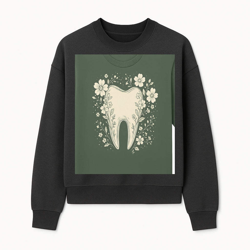 Floral Tooth Graphic Tee | Cute Dental Art Shirt | Nature-Inspired Design | Dentist Gift | Eco-Friendly Fashion - Sweatshirt 1758250111161.jpg