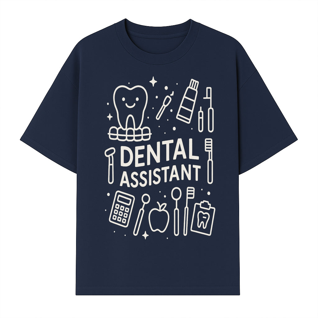 Dental Assistant Graphic Tee - Cute Tooth, Tools & Calculator Design, Perfect Gift for Dental Professionals & Students - T-shirt 1758250111223.jpg