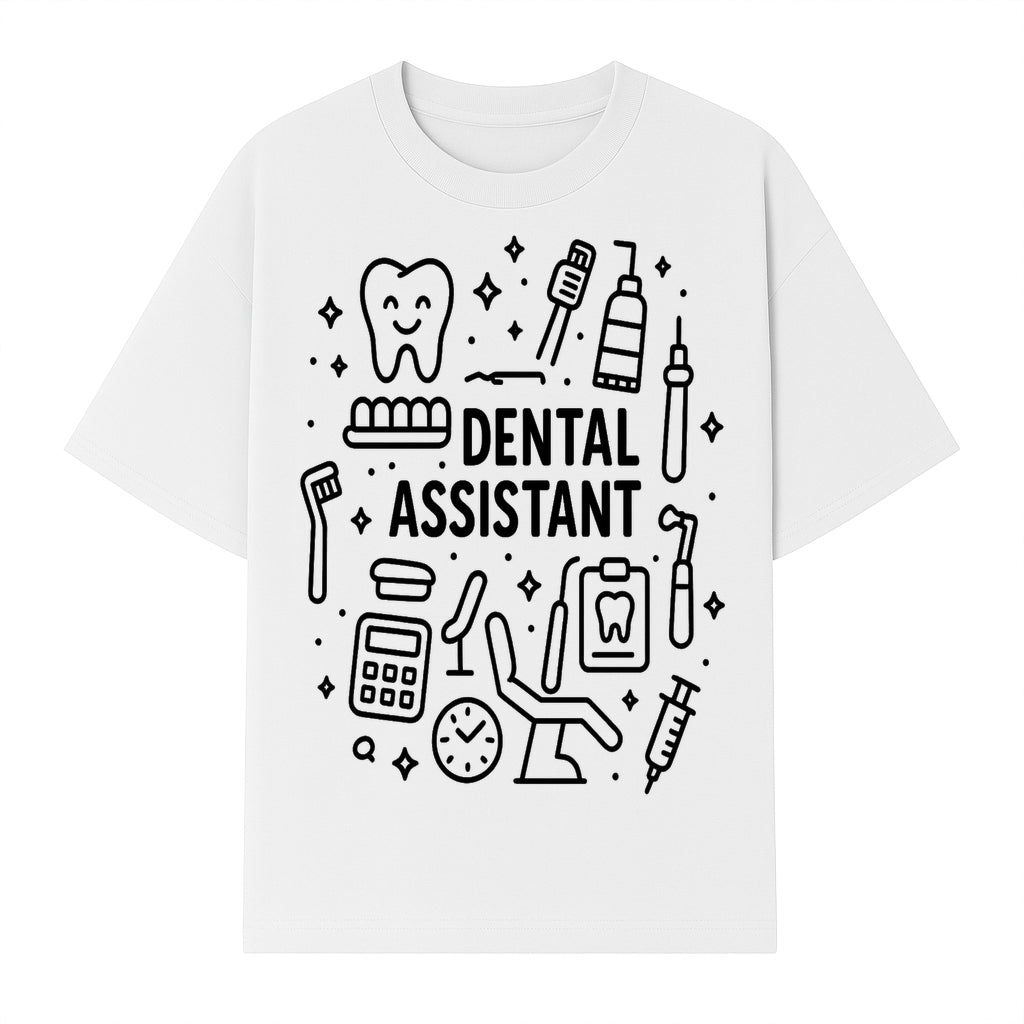 Dental Assistant Graphic Design Print - Tooth, Tools, and Equipment Theme for Dentists and Dental Professionals - T-shirt 1758250111262.jpg