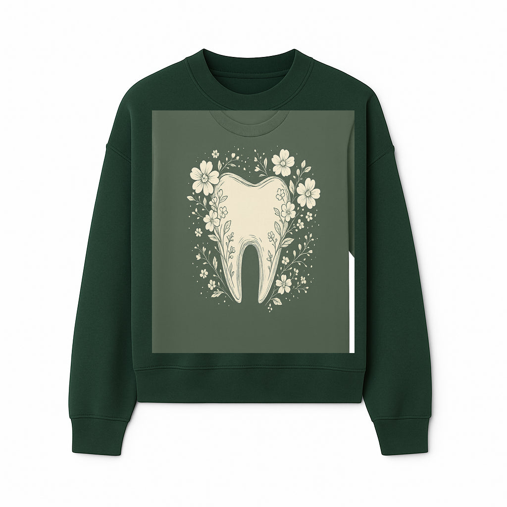 Floral Tooth Graphic Tee | Cute Dental Art Shirt | Nature-Inspired Design | Dentist Gift | Eco-Friendly Fashion - Sweatshirt 1758250111367.jpg