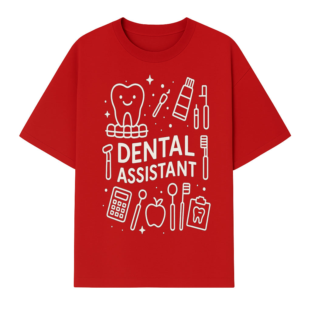 Dental Assistant Graphic Tee - Cute Tooth, Tools & Calculator Design, Perfect Gift for Dental Professionals & Students - T-shirt 1758250111389.jpg