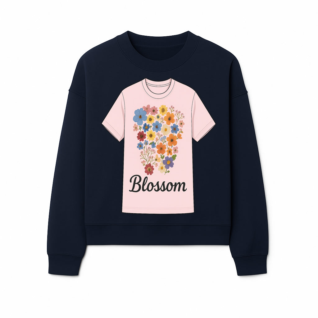 Floral Blossom Graphic Tee - Vintage Style Pastel Pink T-Shirt with Colorful Flower Design for Fashionable Spring Outfits - Sweatshirt 1758250111508.jpg