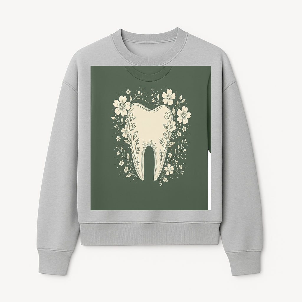 Floral Tooth Graphic Tee | Cute Dental Art Shirt | Nature-Inspired Design | Dentist Gift | Eco-Friendly Fashion - Sweatshirt 1758250111536.jpg