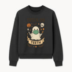 Trick or Teeth Ghost Halloween T-Shirt | Cute Spooky Design | Pumpkin & Skull Graphics | Perfect for Kids and Adults - Sweatshirt 1758250111607.jpg