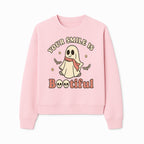 Cute Ghost Your Smile is Bootiful Halloween Design T-Shirt, Spooky Graphic Tee for Kids and Adults, Fun Autumn Apparel - Sweatshirt 1758250111624.jpg