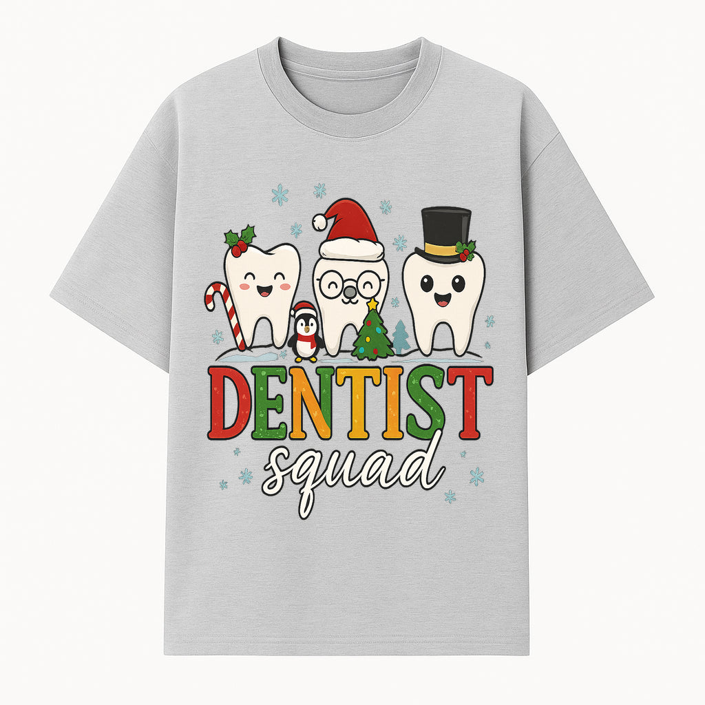 Cute Christmas Dentist Squad T-Shirt with Snowflakes, Toothy Characters, Penguin & Holiday Themes for Dental Professionals and Fans - T-shirt 1758250111660.jpg