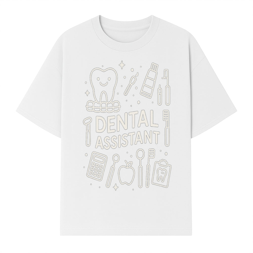 Dental Assistant Graphic Tee - Cute Tooth, Tools & Calculator Design, Perfect Gift for Dental Professionals & Students - T-shirt 1758250111670.jpg