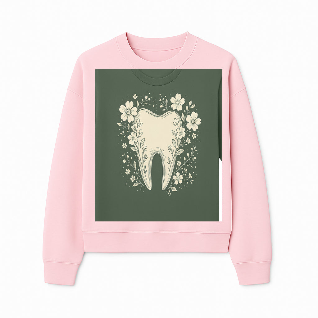 Floral Tooth Graphic Tee | Cute Dental Art Shirt | Nature-Inspired Design | Dentist Gift | Eco-Friendly Fashion - Sweatshirt 1758250111835.jpg